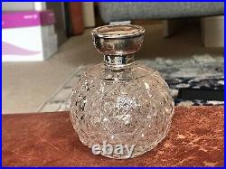 Collectible Antique 1909 Silver & Cut Glass Perfume Bottle By B. P. D. C Chester