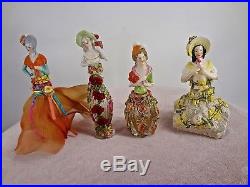 Collection Of 4 Vintage German OOAK Miniature Half Doll Perfume Bottles
