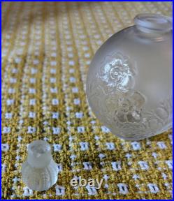 Coty A'suma France 1930s Embossed Flower Frosted Perfume Bottle 3.75 Vtg READ