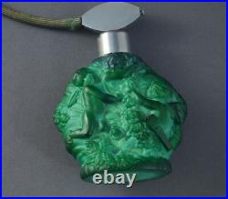 Curt Schlevogt Malachite Glass Perfume Bottle 1934 Design Ingrid (# 2602)
