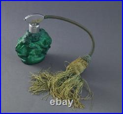 Curt Schlevogt Malachite Glass Perfume Bottle 1934 Design Ingrid (# 2602)