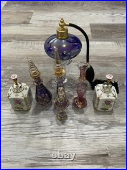 Custom Vintage Lot of 7 Art Deco Perfume Bottle Glass And Porcelain