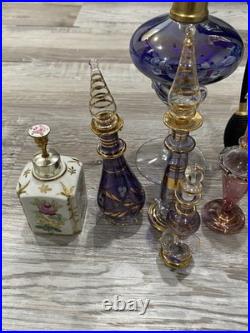 Custom Vintage Lot of 7 Art Deco Perfume Bottle Glass And Porcelain