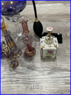 Custom Vintage Lot of 7 Art Deco Perfume Bottle Glass And Porcelain