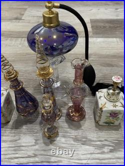 Custom Vintage Lot of 7 Art Deco Perfume Bottle Glass And Porcelain