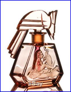 Czech Glass Hoffman Perfume Bottle Figural Bird Stopper 1920s Vintage Bohemian