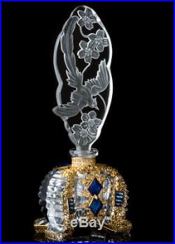 Czech Glass Perfume Bottle Bird of Paradise Vintage Czechoslovakian Jeweled