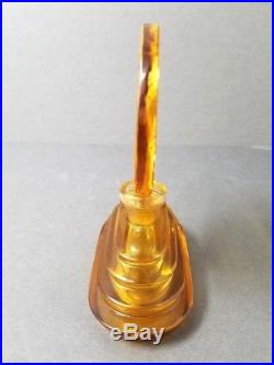 Czech Perfume Bottle Nude Intaglio Glass Crystal Bohemia Amber Vintage Art Deco