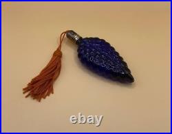 Czech Republic Vintage miniature perfume bottle made of textured cobalt glass
