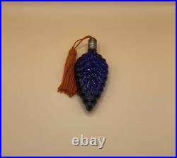 Czech Republic Vintage miniature perfume bottle made of textured cobalt glass