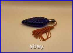 Czech Republic Vintage miniature perfume bottle made of textured cobalt glass