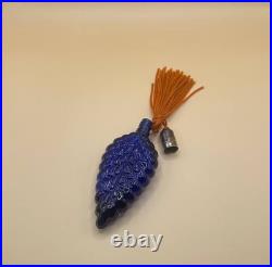 Czech Republic Vintage miniature perfume bottle made of textured cobalt glass