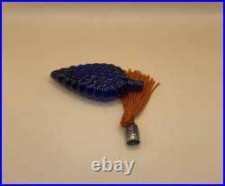 Czech Republic Vintage miniature perfume bottle made of textured cobalt glass