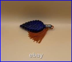 Czech Republic Vintage miniature perfume bottle made of textured cobalt glass