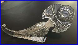 Czechoslovakia Clear Cut Crystal Cornucopia Horn Perfume Bottle Vintage