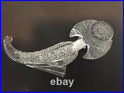Czechoslovakia Clear Cut Crystal Cornucopia Horn Perfume Bottle Vintage
