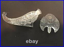 Czechoslovakia Clear Cut Crystal Cornucopia Horn Perfume Bottle Vintage