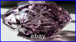 Czechoslovakia Cut Lead Crystal Amethyst Perfume Bottle Geometric Design Vintage