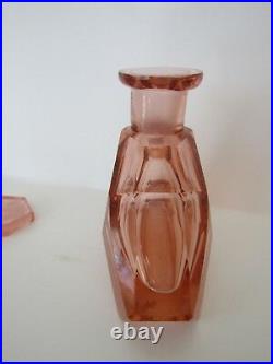 Czechoslovakian Czech Vintage Art Deco Perfume Bottle 1930's, Fairies on Rose