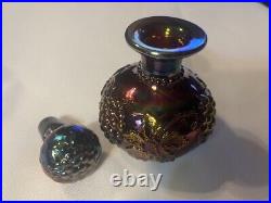 Dugan Near ELECTRIC Purple Vintage Perfume Bottle with stopper, Carnival Glass