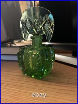 Emerald Green Cut Czechoslovakia Old Vintage Perfume Bottle