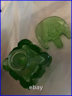 Emerald Green Cut Czechoslovakia Old Vintage Perfume Bottle
