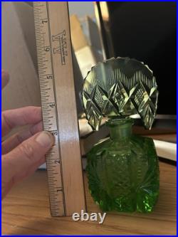 Emerald Green Cut Czechoslovakia Old Vintage Perfume Bottle