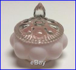 Estate Vintage Fenton Pink Crest Melon Vanity Set Perfume Bottles Powder Jar