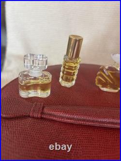 Estee Lauder Vtg Perfume 11 Mini Bottles Red Travel Case Hat Box With Key