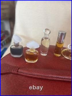 Estee Lauder Vtg Perfume 11 Mini Bottles Red Travel Case Hat Box With Key