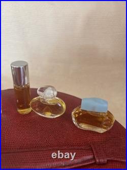 Estee Lauder Vtg Perfume 11 Mini Bottles Red Travel Case Hat Box With Key