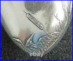 Exquisite Antique Solid Silver Birds & Plant Perfume Bottle Chatelaine Pendant