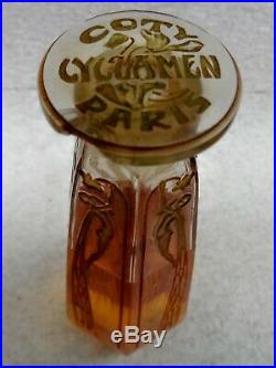 Extremely Rare VTG Coty Cyclamen Lalique Perfume Bottle Wing Nymph Flower 1909