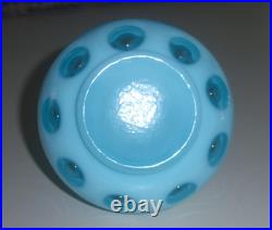 FENTON VINTAGE VERY RARE BLUE OPALESCENT COIN DOT PERFUME BOTTLE c. 1940-1949