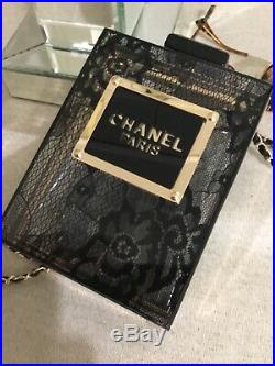 Famous Vintage Gift Chanel Large Plexiglas Lace Perfume Bottle Purse Never Worn