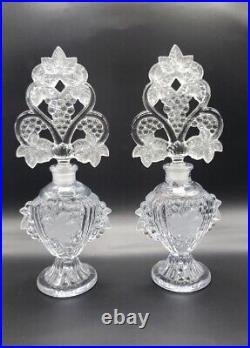 Fan Top Perfume Bottles Glass Grape Frosted Vintage Collectibles Decor