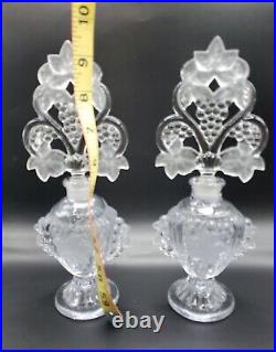 Fan Top Perfume Bottles Glass Grape Frosted Vintage Collectibles Decor