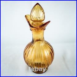 Farmhouse New York Amber Yellow Vintage Vanity Perfume Bath Oil Cut Glass Bottle