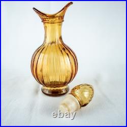 Farmhouse New York Amber Yellow Vintage Vanity Perfume Bath Oil Cut Glass Bottle