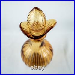 Farmhouse New York Amber Yellow Vintage Vanity Perfume Bath Oil Cut Glass Bottle