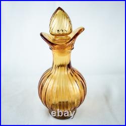 Farmhouse New York Amber Yellow Vintage Vanity Perfume Bath Oil Cut Glass Bottle