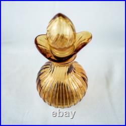 Farmhouse New York Amber Yellow Vintage Vanity Perfume Bath Oil Cut Glass Bottle