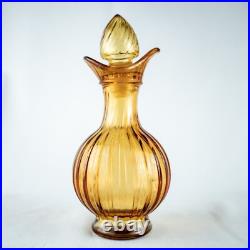 Farmhouse New York Amber Yellow Vintage Vanity Perfume Bath Oil Cut Glass Bottle