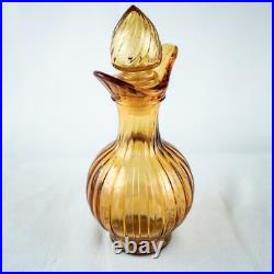 Farmhouse New York Amber Yellow Vintage Vanity Perfume Bath Oil Cut Glass Bottle