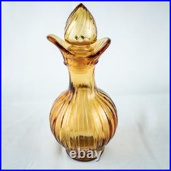 Farmhouse New York Amber Yellow Vintage Vanity Perfume Bath Oil Cut Glass Bottle