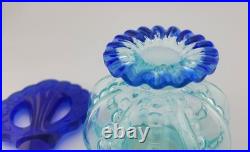 Fenton Aqua Iridized Glass Perfume Bottle Cobalt Blue Stopper Vintage Art Glass