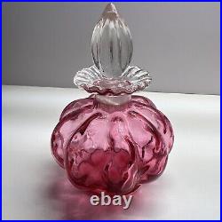 Fenton Cranberry Glass Powder Jar & 2 Perfume Bottles Vintage BEAUTIFUL