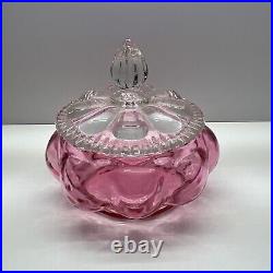 Fenton Cranberry Glass Powder Jar & 2 Perfume Bottles Vintage BEAUTIFUL