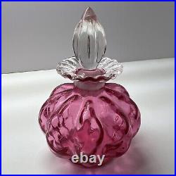 Fenton Cranberry Glass Powder Jar & 2 Perfume Bottles Vintage BEAUTIFUL