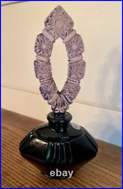 Fenton-Vintage Black Art Glass Hand Painted Perfume Bottle-Original Box & Labels